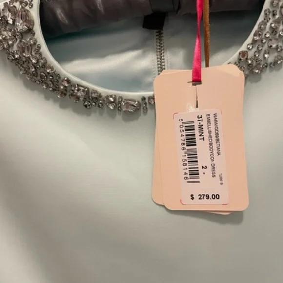 TED BAKER BETIANA EMBELLISHED BODY CON DRESS MINT GREEN SIZE 2 (US 4) - Picture 2 of 8